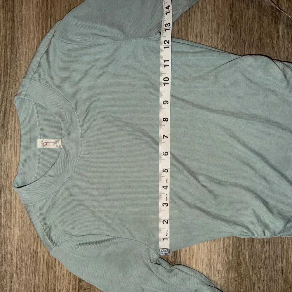 Intimately Free People Talk To Me Ruched Ribbed Top Teal Fitted‎ Shirt XS